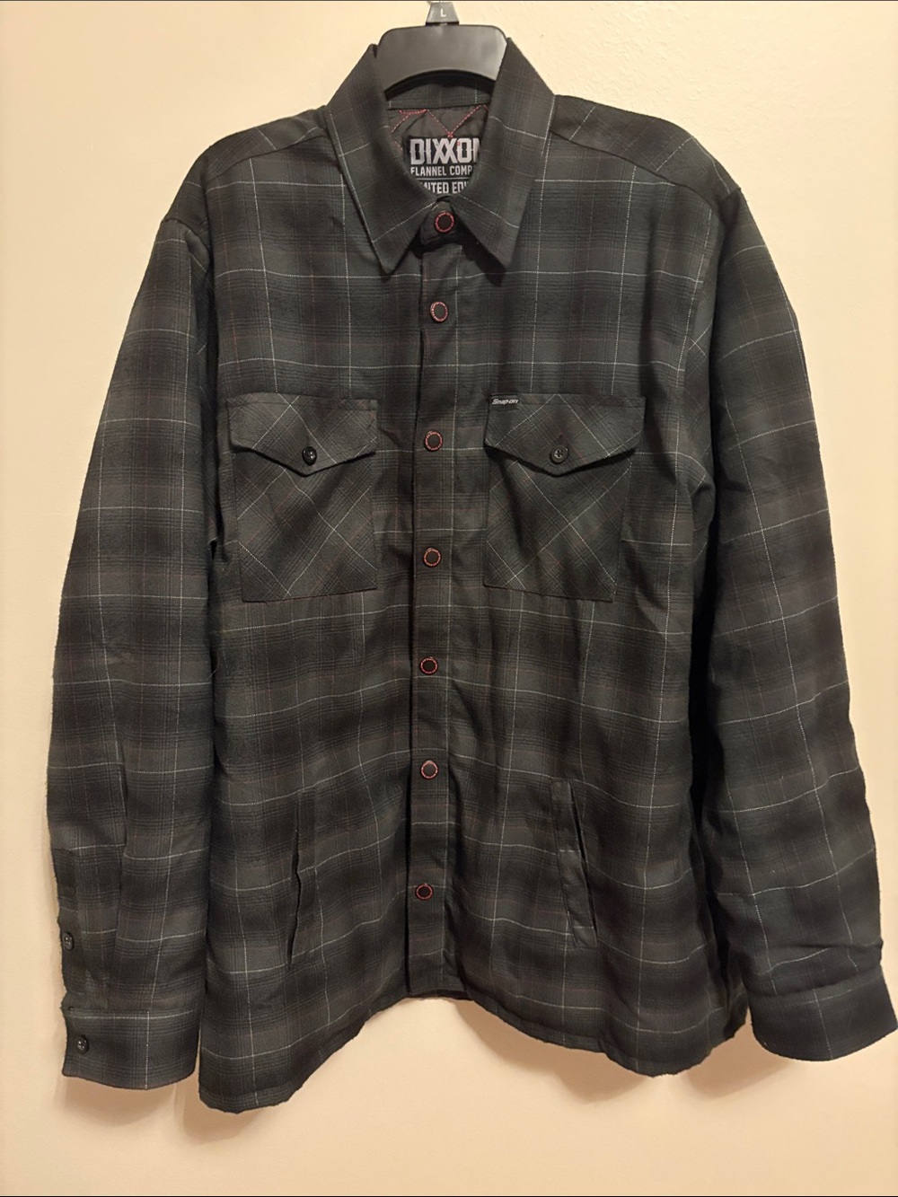 DIXXON Black and Gray Quilted Plaid Shirt Jacket